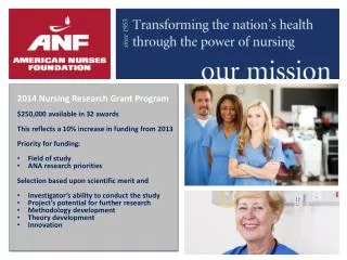 2014 Nursing Research Grant Program $250,000 available in 32 awards
