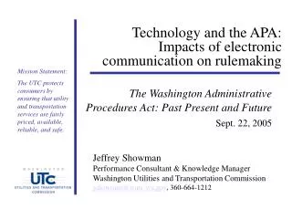 Technology and the APA: Impacts of electronic communication on rulemaking