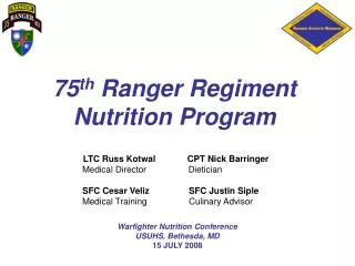 75 th Ranger Regiment Nutrition Program