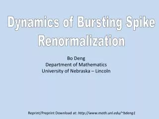 Dynamics of Bursting Spike Renormalization