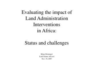 Evaluating the impact of Land Administration Interventions in Africa: Status and challenges
