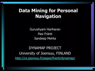 Data Mining for Personal Navigation