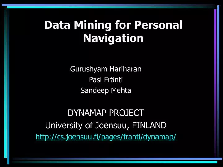 data mining for personal navigation