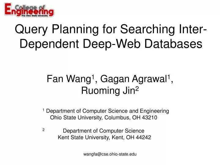 query planning for searching inter dependent deep web databases