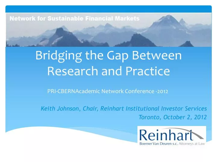 bridging the gap between research and practice