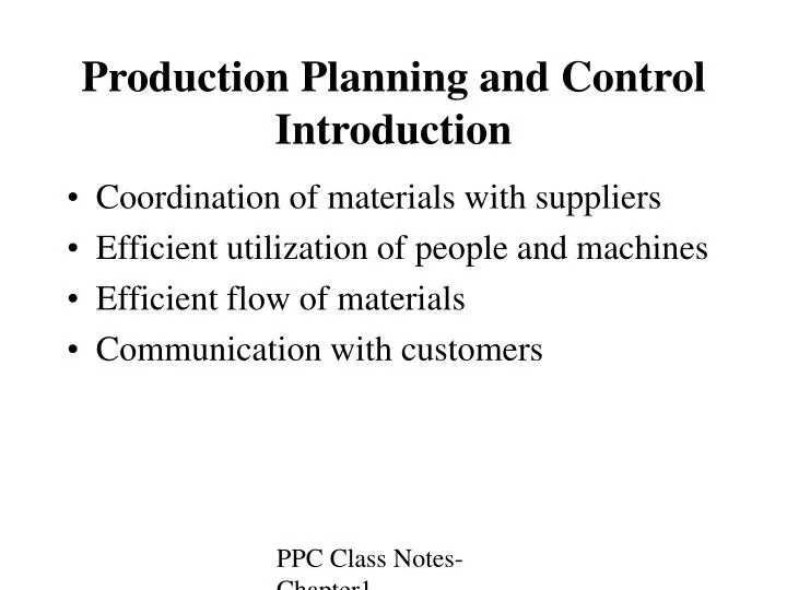 production planning and control introduction