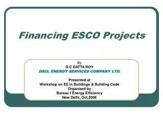 Financing ESCO Projects
