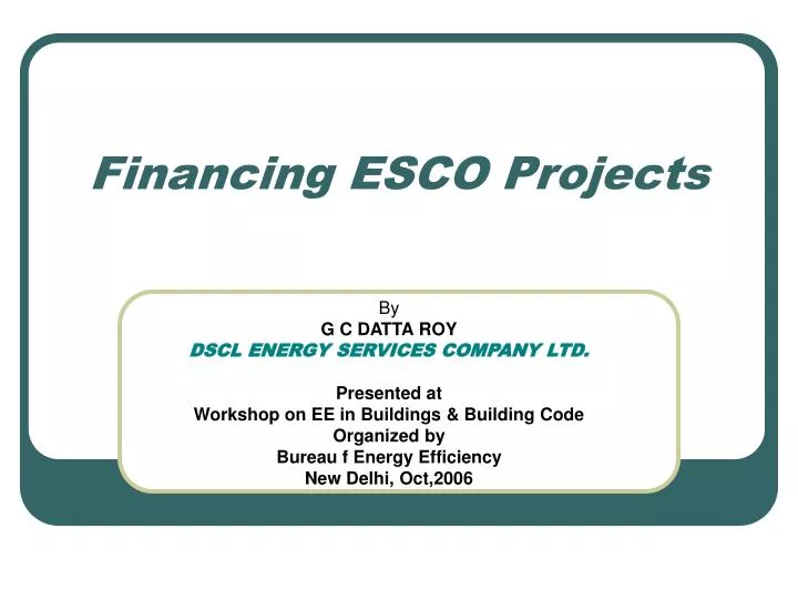 financing esco projects