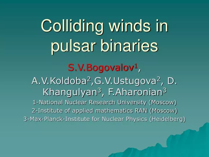 colliding winds in pulsar binaries