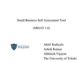 Small Business Self Assessment Tool (SBSAT 1.0)