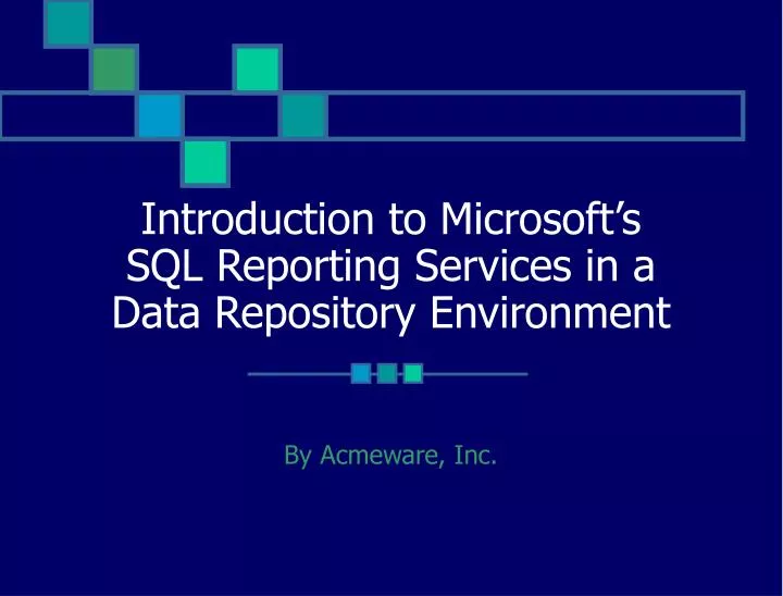 introduction to microsoft s sql reporting services in a data repository environment