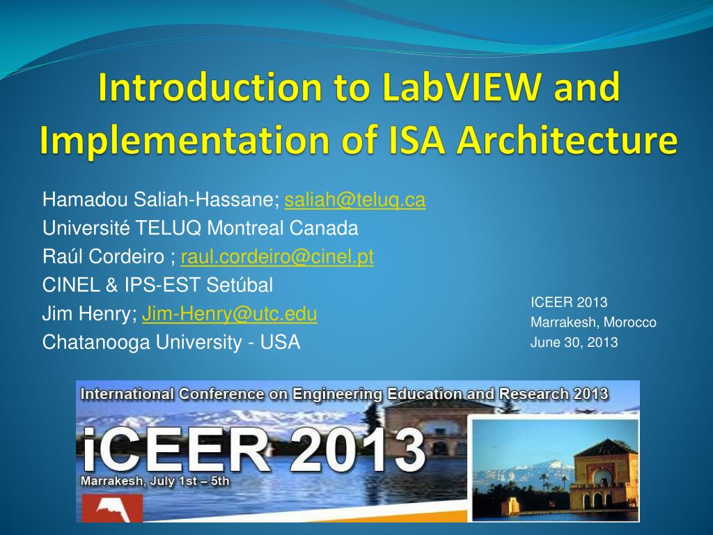PPT - Introduction to LabVIEW and Implementation of ISA Architecture ...