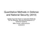 Advancements in Quantitative Methods for Defense Testing and Evaluation - slide 1
