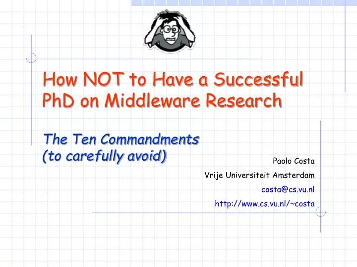 how not to have a successful phd on middleware research