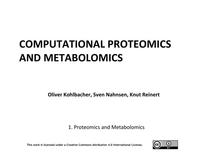 computational proteomics and metabolomics