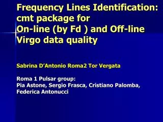 Data quality tool: frequency domain lines identification by the PSS library (Rome 1 group)