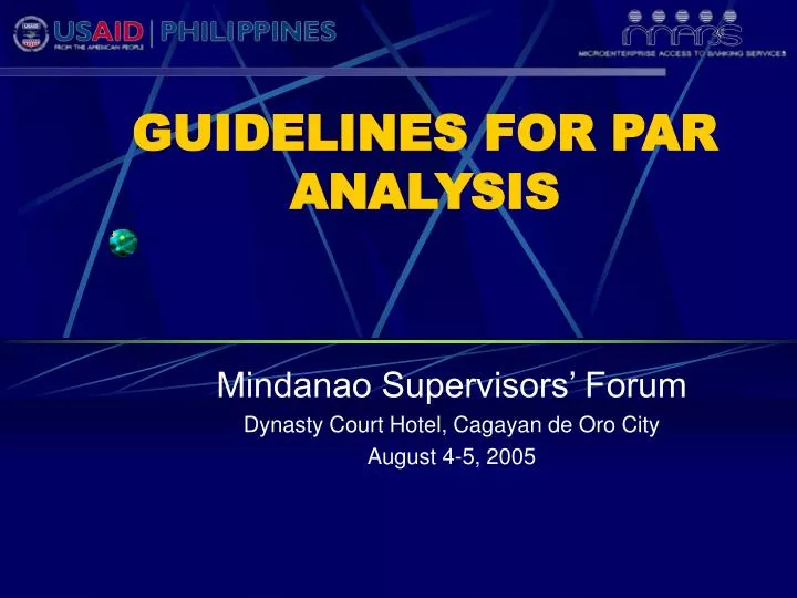 guidelines for par analysis