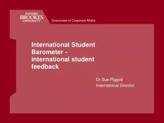 International Student Barometer - international student feedback