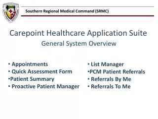 Carepoint Healthcare Application Suite General System Overview