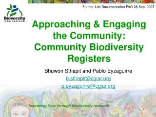 Approaching &amp; Engaging the Community: Community Biodiversity Registers