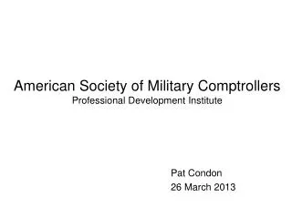 American Society of Military Comptrollers Professional Development Institute