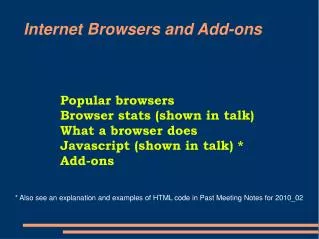 Internet Browsers and Add-ons