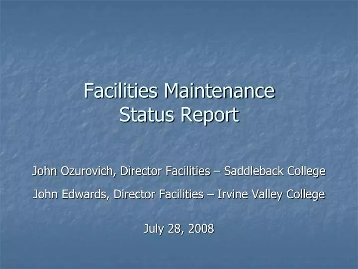 facilities maintenance status report