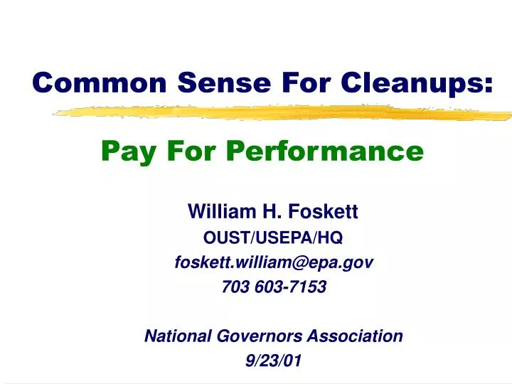 common sense for cleanups pay for performance