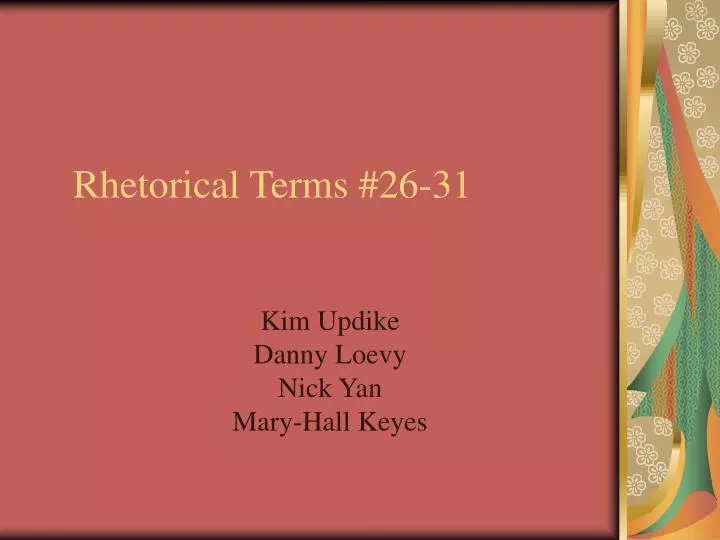 rhetorical terms 26 31