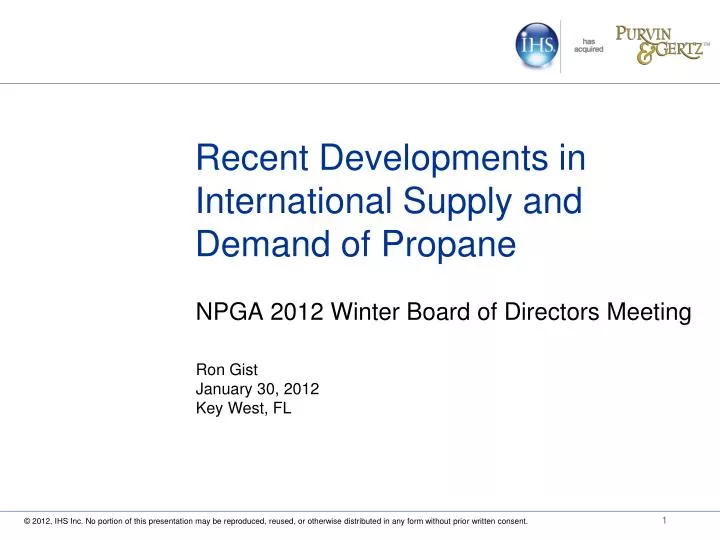 recent developments in international supply and demand of propane