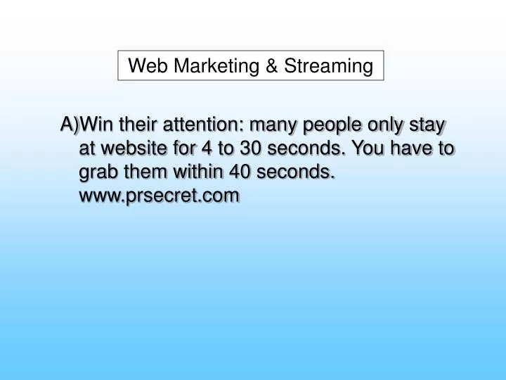 web marketing streaming