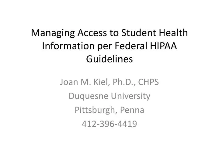 managing access to student health information per federal hipaa guidelines