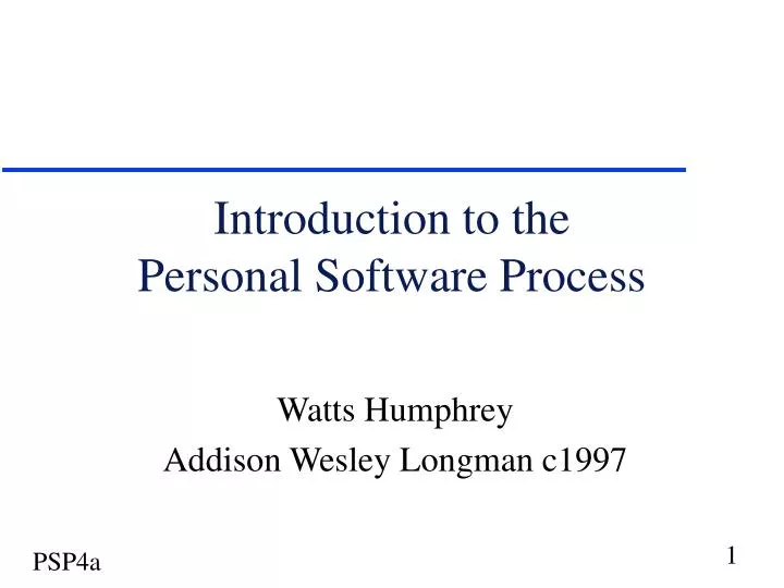 introduction to the personal software process