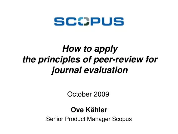 how to apply the principles of peer review for journal evaluation