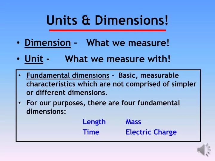units dimensions