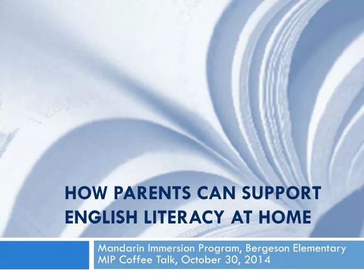how parents can support english literacy at home