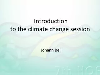 Introduction to the climate change session