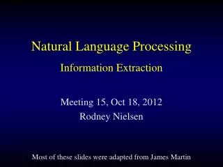 Natural Language Processing Information Extraction