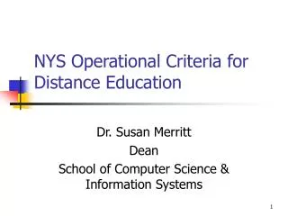 NYS Operational Criteria for Distance Education