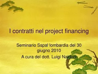 i contratti nel project financing