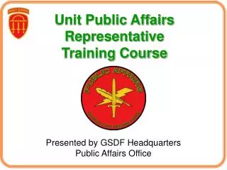 Unit Public Affairs Representative Training Course
