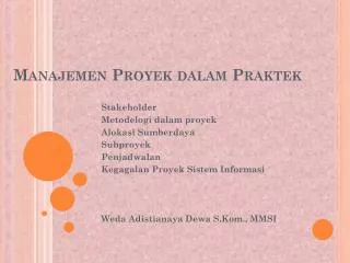 manajemen proyek dalam praktek