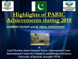 Highlights of PABIC Achievements during 2010