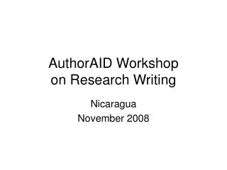 AuthorAID Workshop on Research Writing