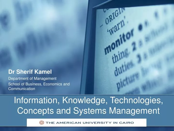 information knowledge technologies concepts and systems management