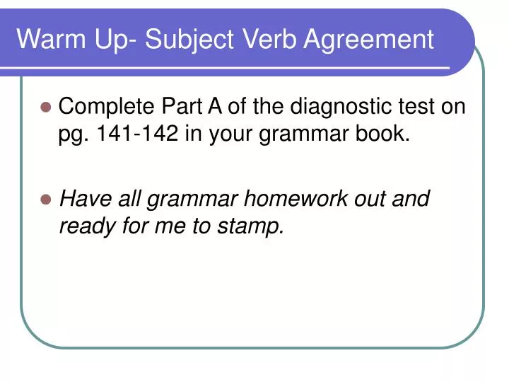 warm up subject verb agreement