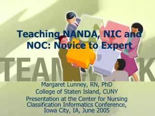 Teaching NANDA, NIC and NOC: Novice to Expert