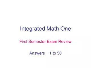 Integrated Math One