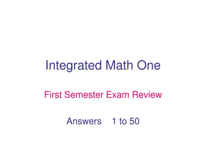 integrated math one