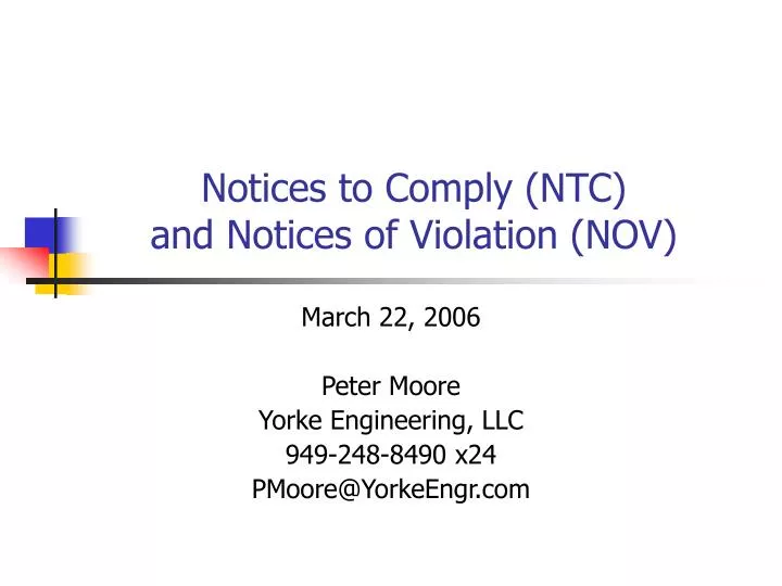 notices to comply ntc and notices of violation nov